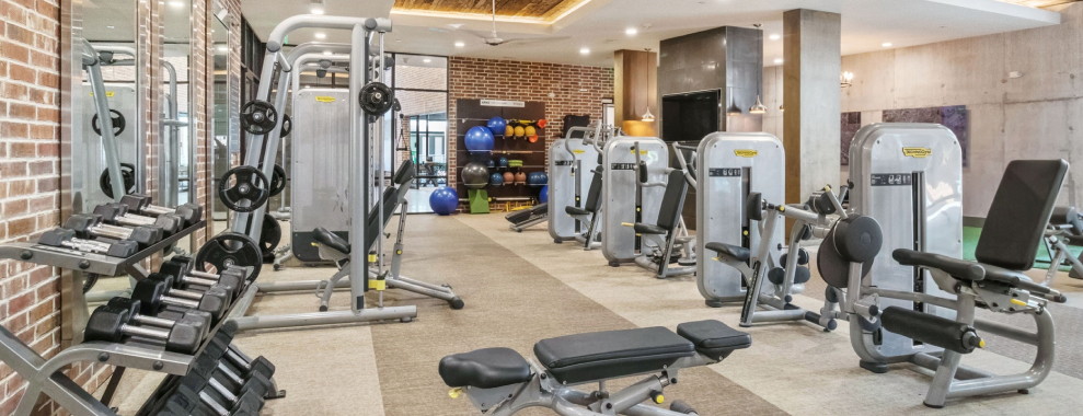 Exercise equipment in a gym