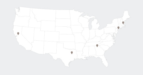 A map infographic of the USA with markers plotted to show the locations of Corporate offices