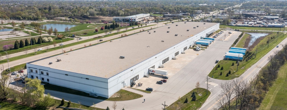 A view from above the large North Avenue Commerce Center building